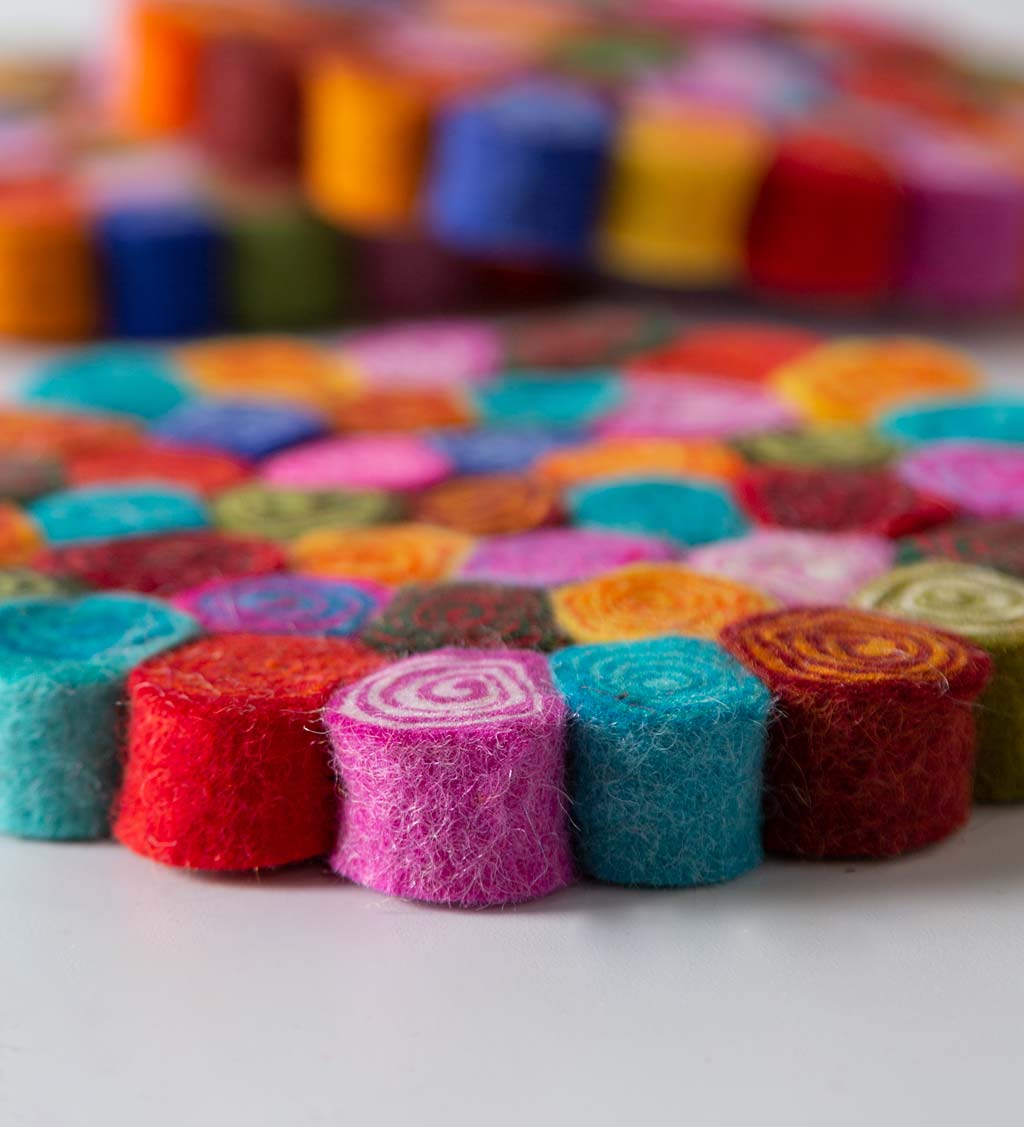Felted Swirl Wool Coasters and Trivets