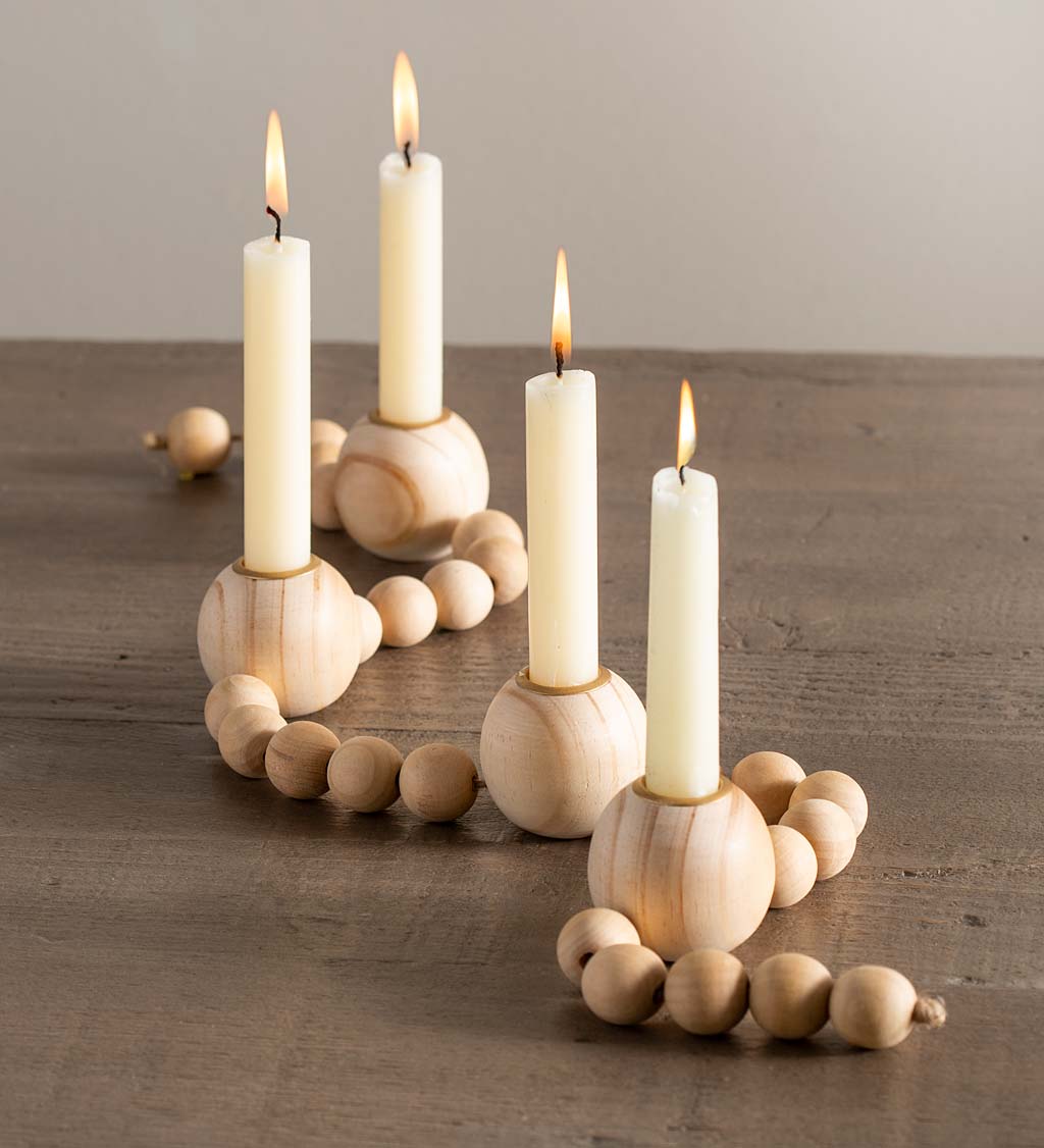 Wood Bead Candleholder Garland