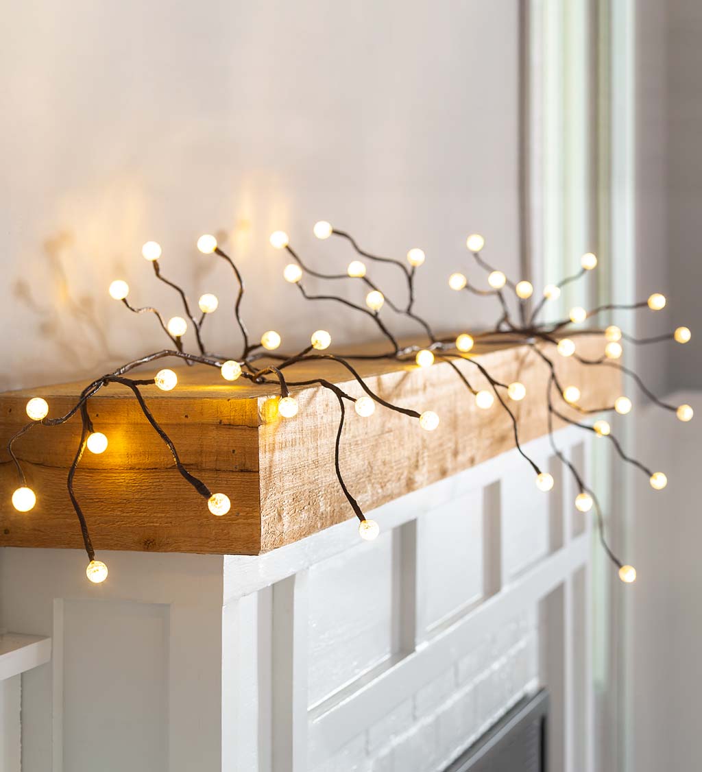 Indoor/Outdoor Globe Lighted Branch Garland with 48 Lights