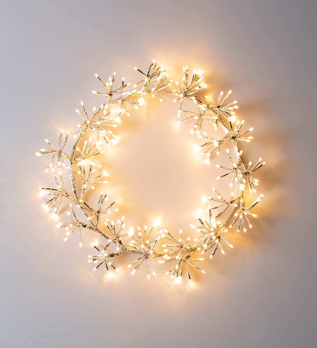 All-Weather Twinkling Silver Lighted Wreath