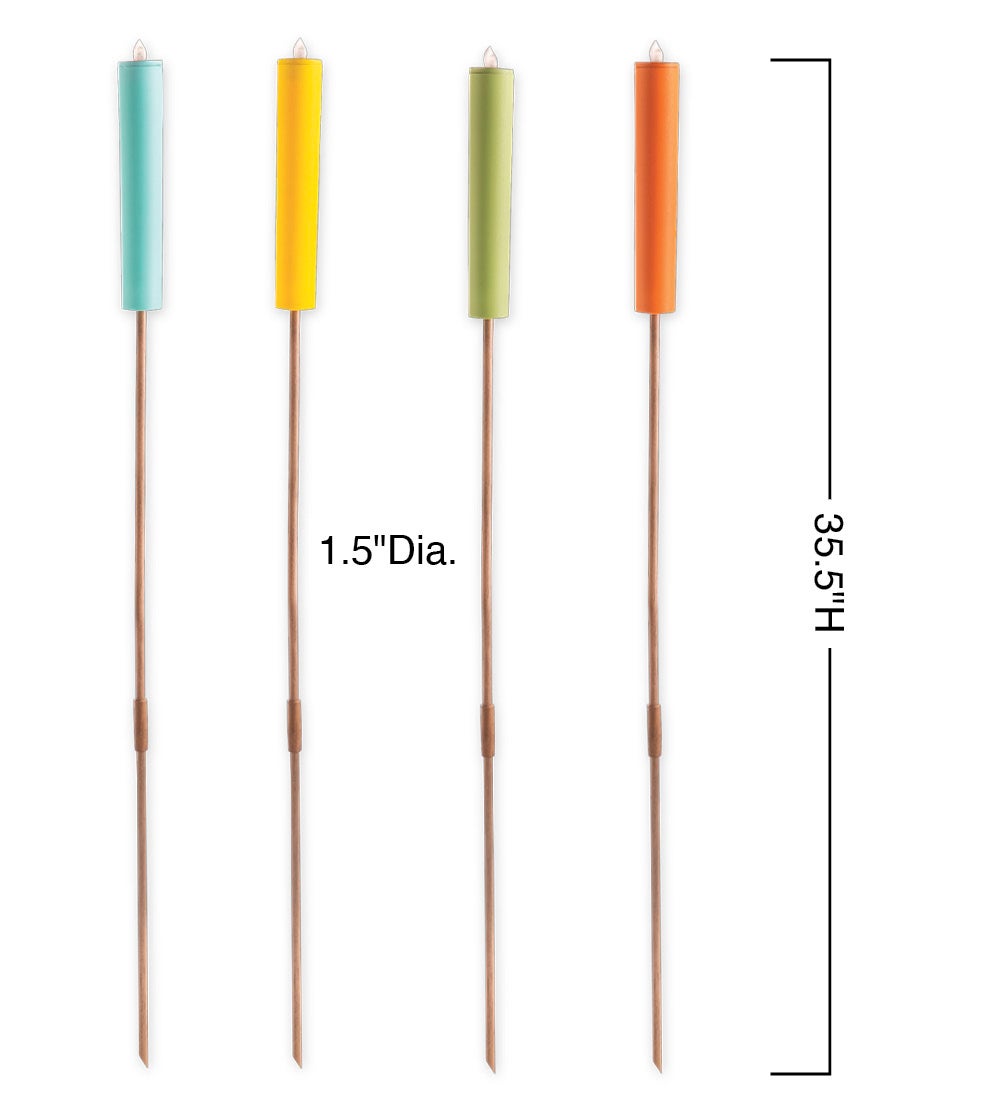 Colorful Solar Candlestick Stakes, Set of 4
