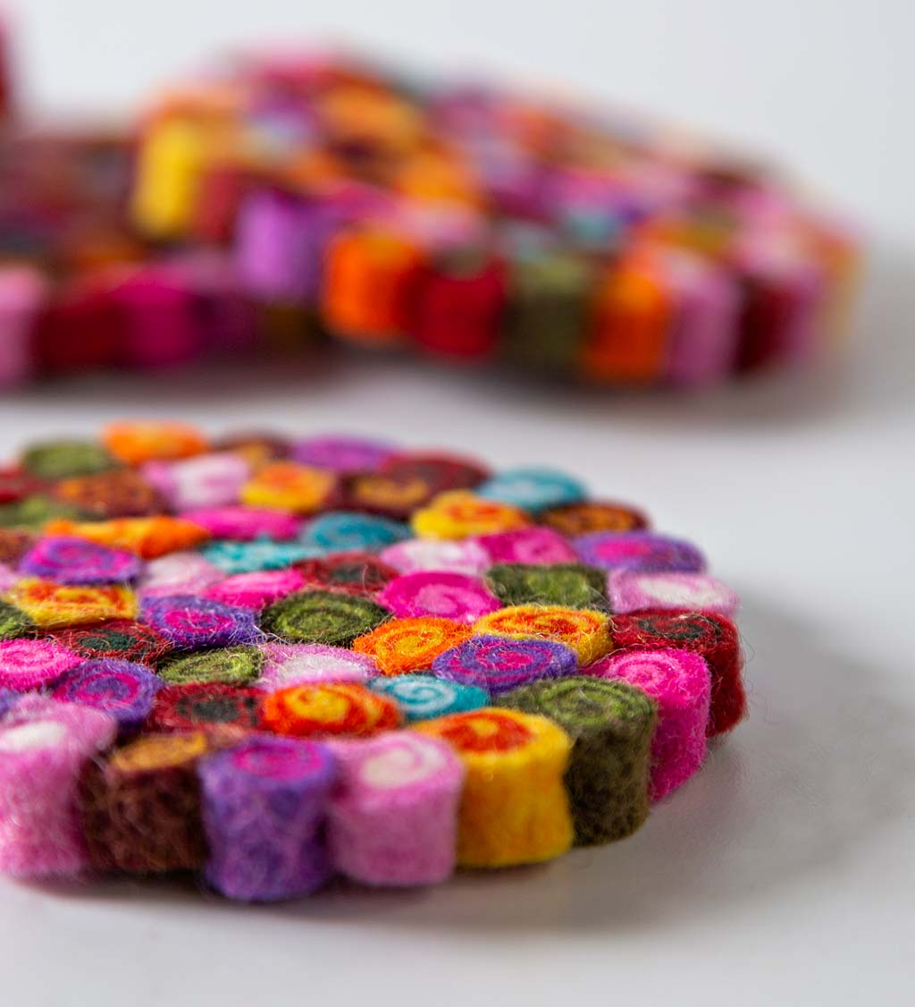 Felted Swirl Wool Coasters and Trivets