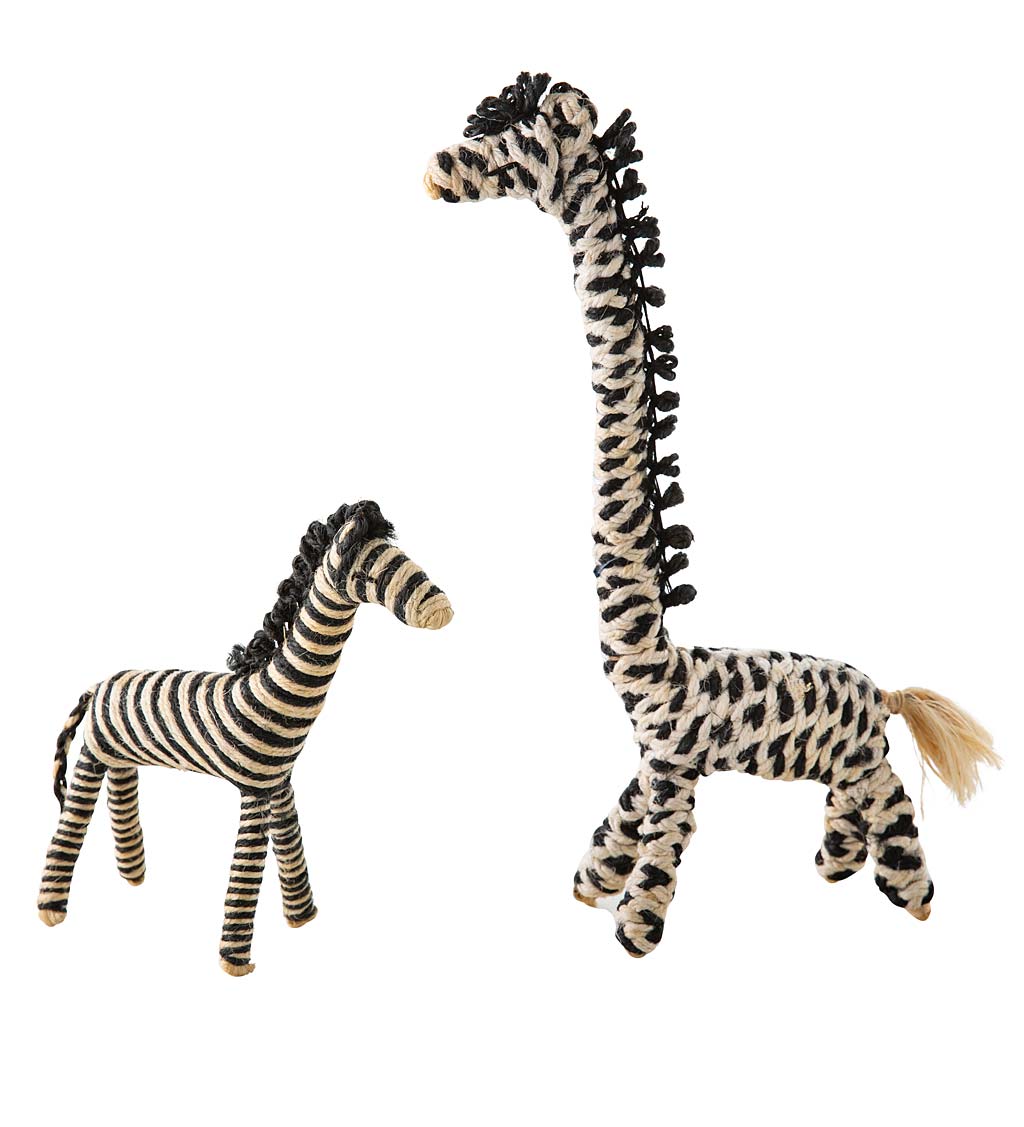 Handwoven Giraffe and Zebra, Set of 2