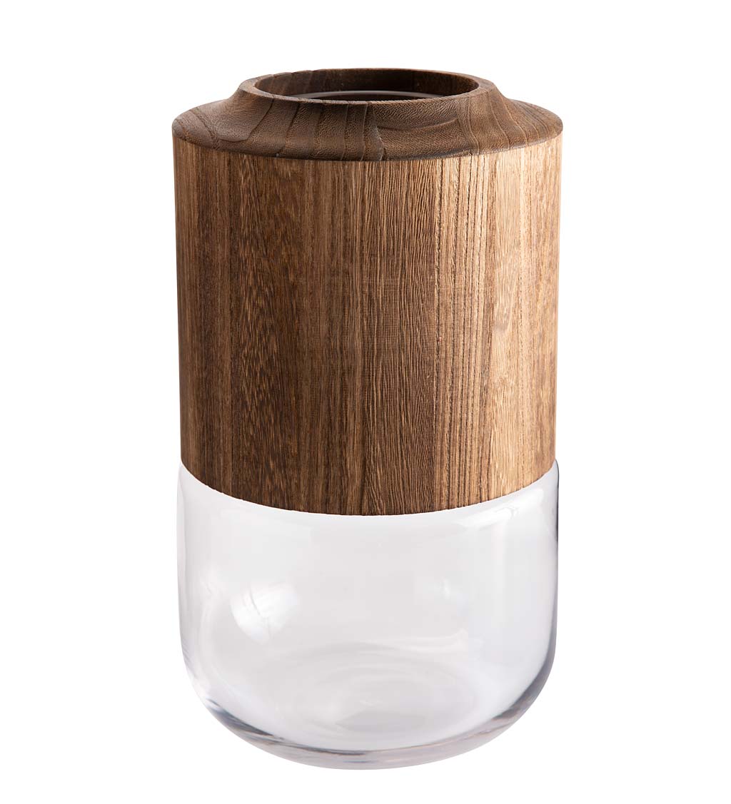 Wood Topped Glass Vases