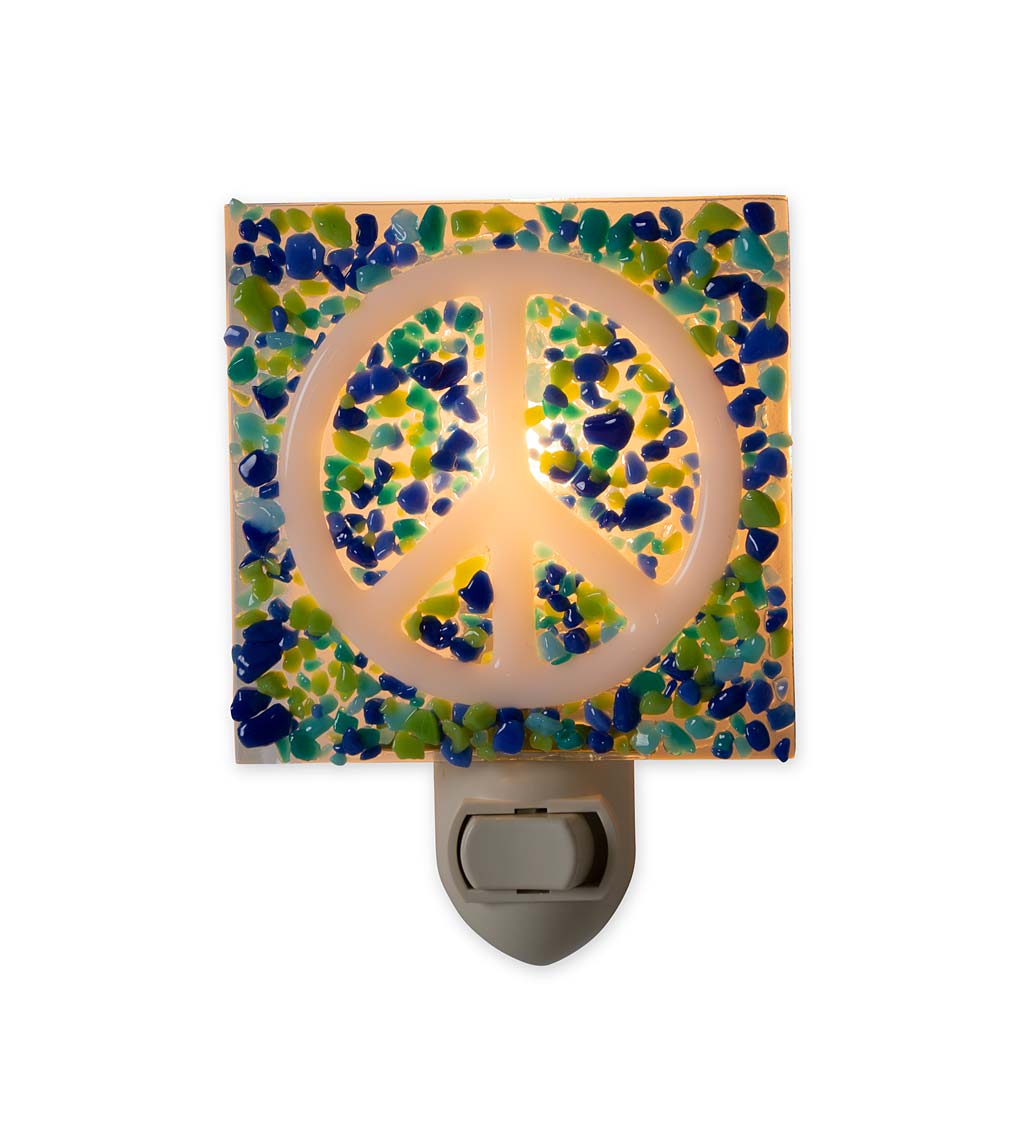 Recycled Confetti Glass Peace Sign Nightlight