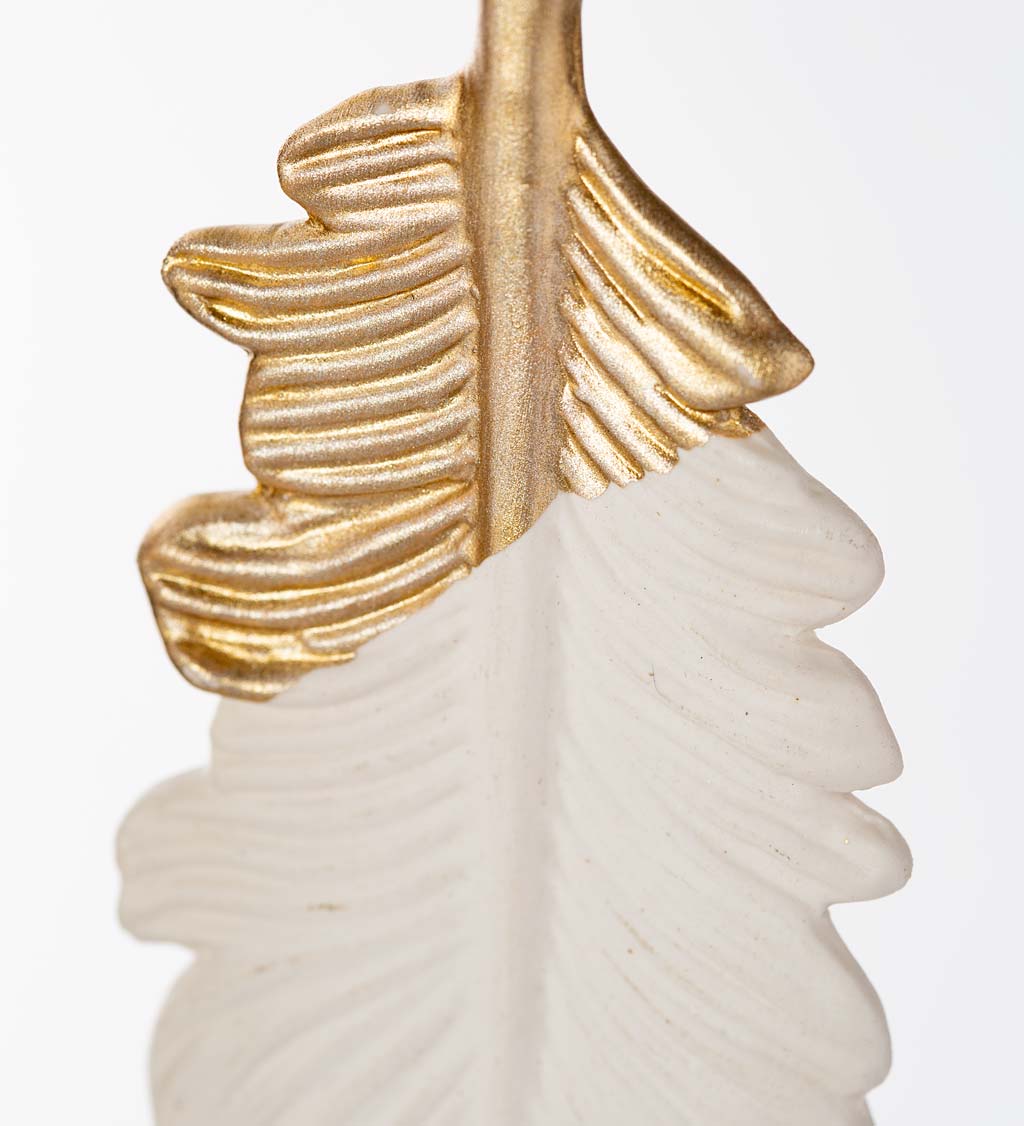 Gold Dipped White Porcelain Leaf Ornaments, Set of 3