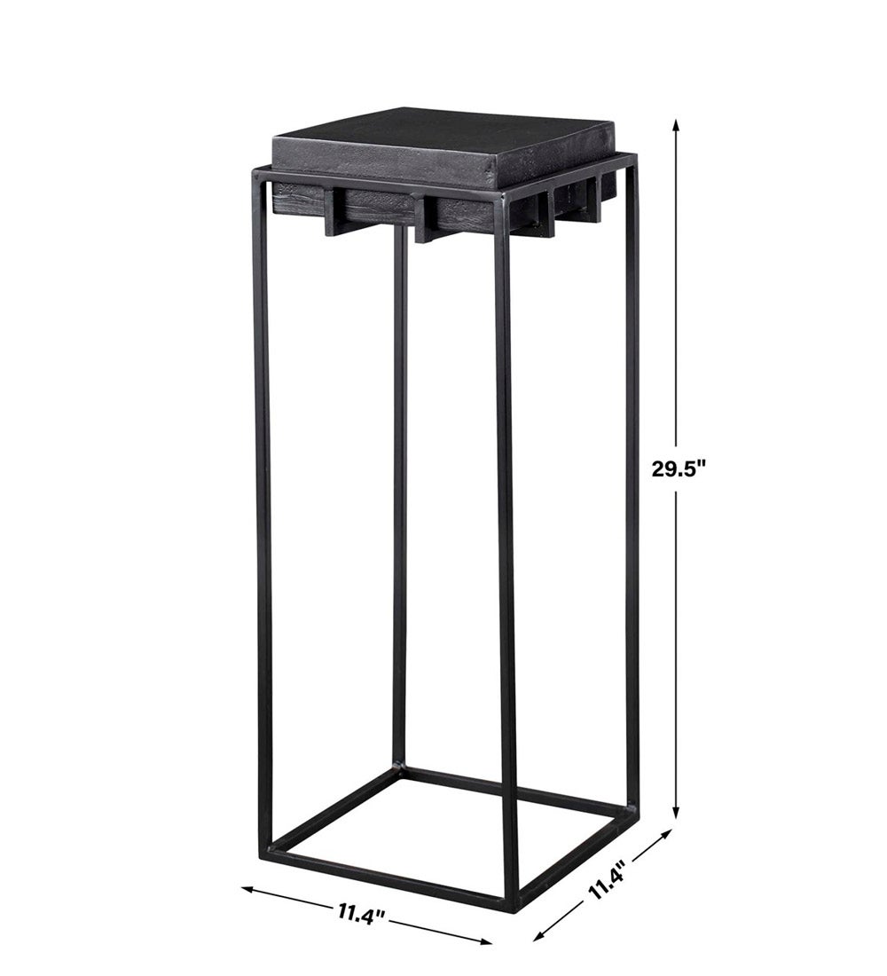 Telone Dark Oxidized Black Pedestal Table, Small