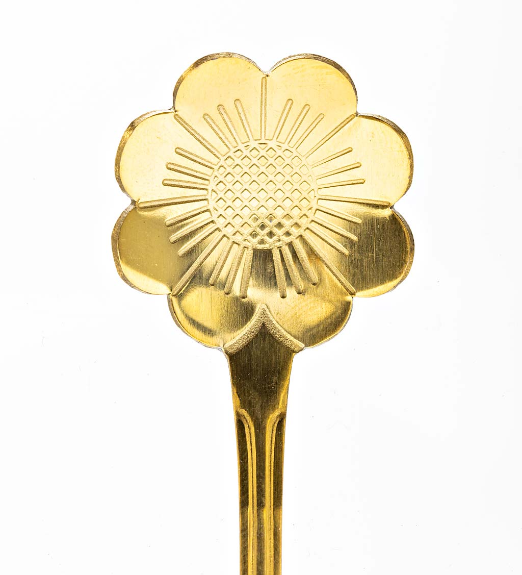 Gold-Plated Flower Spoons, Set of 4
