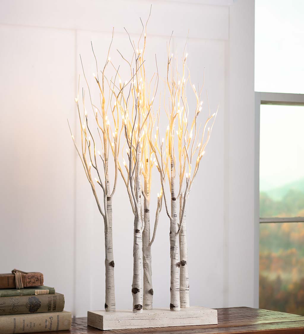 Lighted Birch Line Treescape Accent