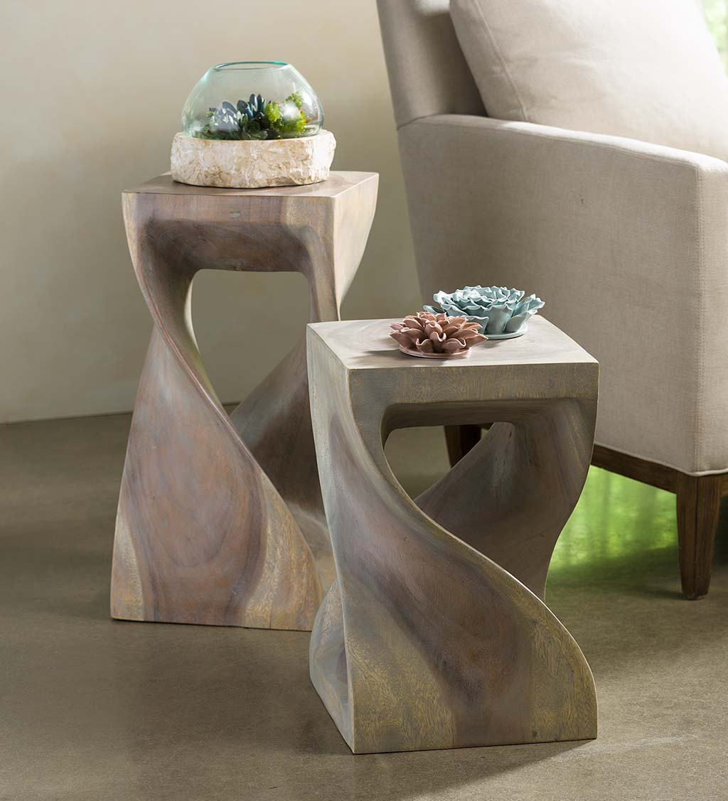 Gray-washed Twisty Stool Collection