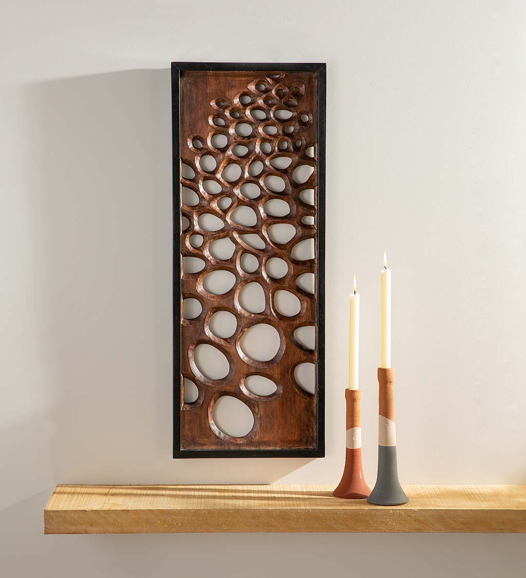 Pebble-Shaped Hand Carved Wall Art Panel | Vivaterra