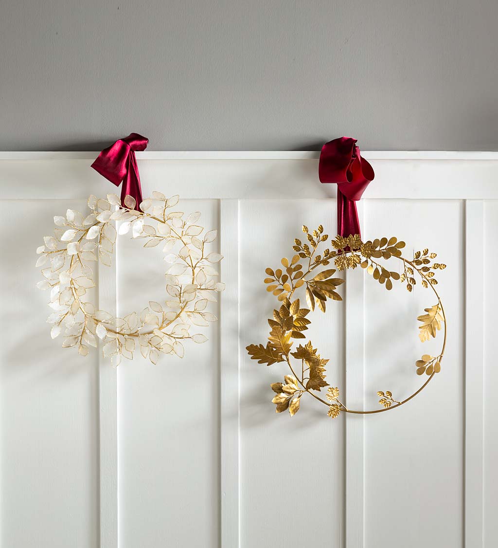 Gold Finish Recycled Metal Leaf Wreath