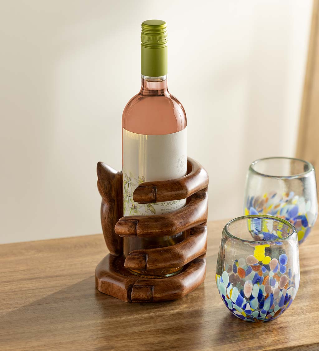 Artisan Carved Hand Wine Bottle Holder