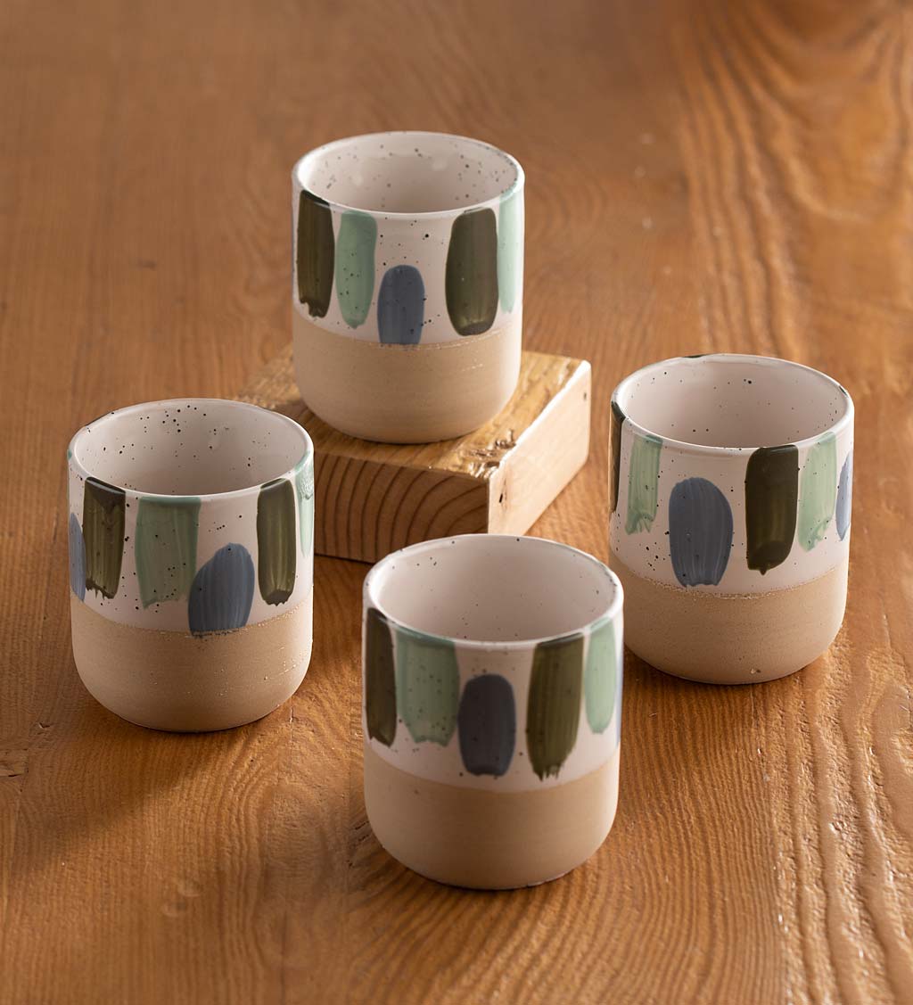 Ceramic Jazzy Hand Painted Mugs, Set of 4