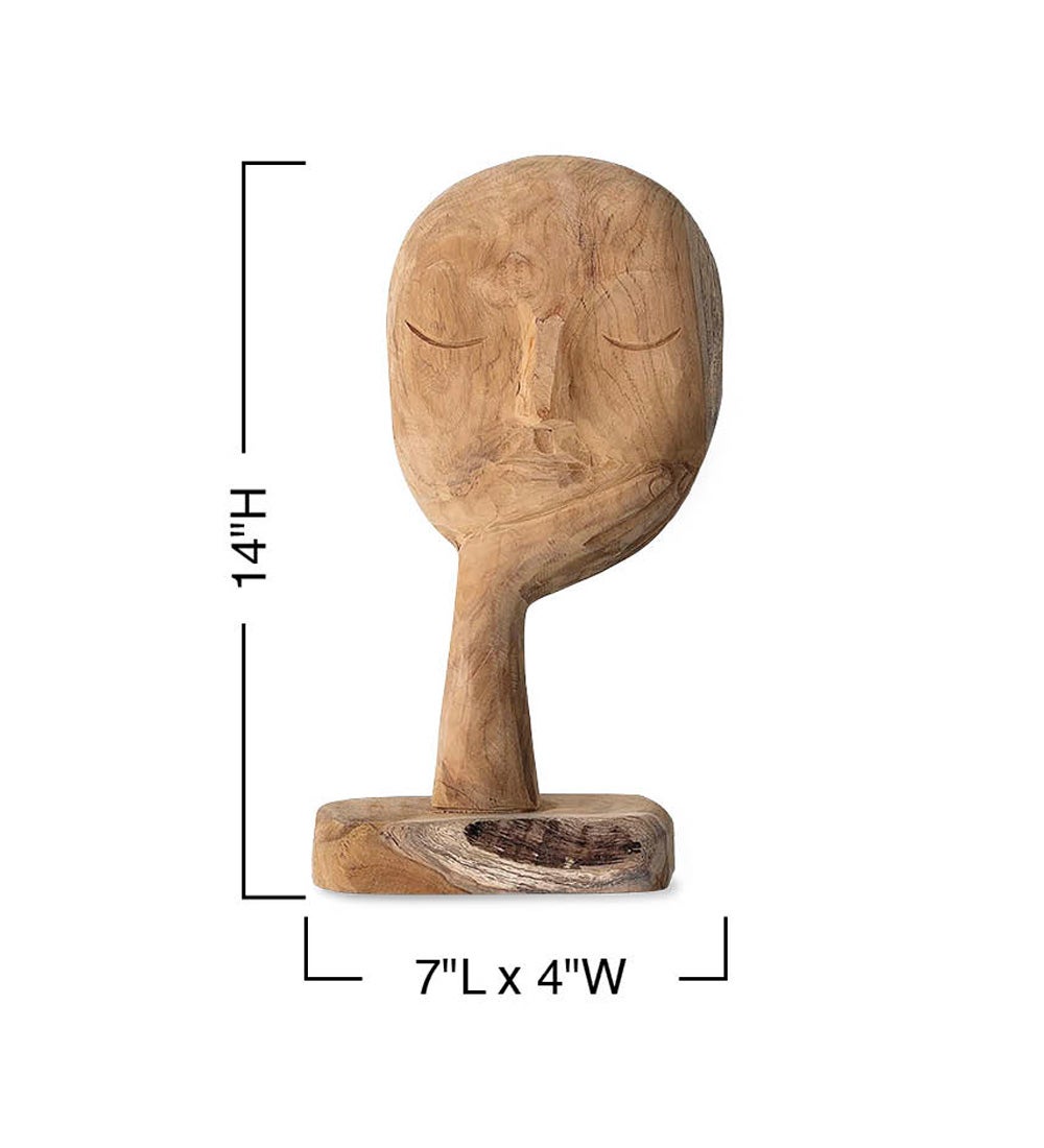 Teak Wood Carved Bust