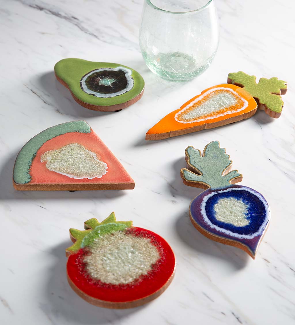 Ceramic Fruit and Veggie Shaped Coasters