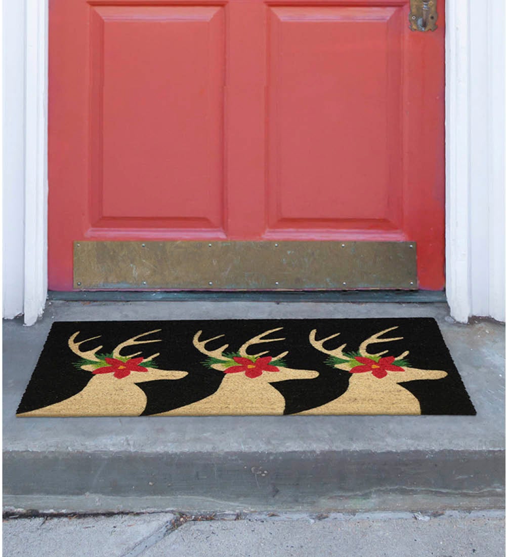 Holiday Reindeer Coir Doormat