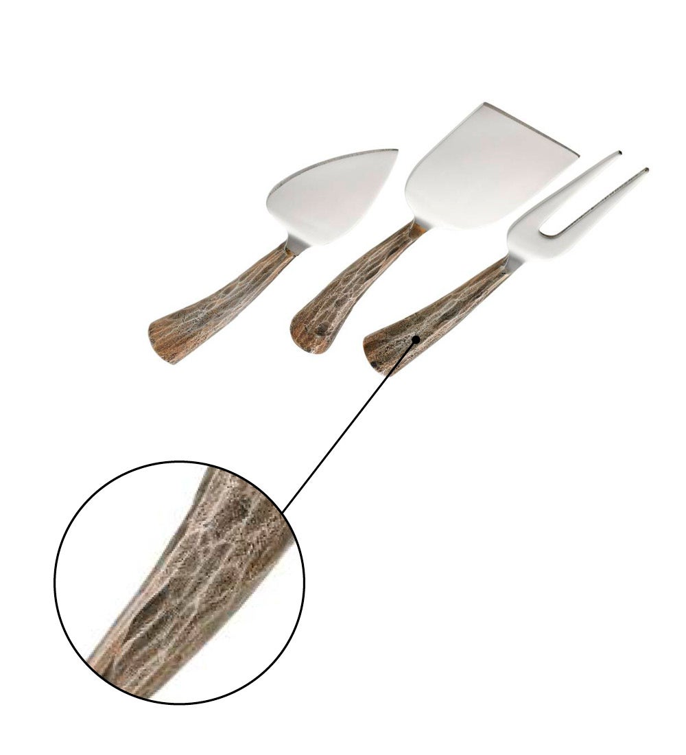 Stone Faux Bois Cheese Knife Gift, Set of 3