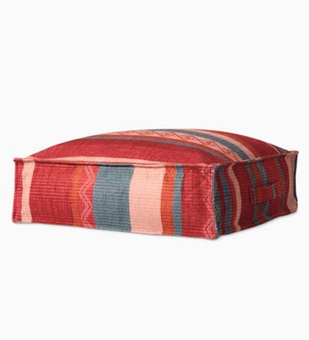 Red Patchwork Rectangle Pouf