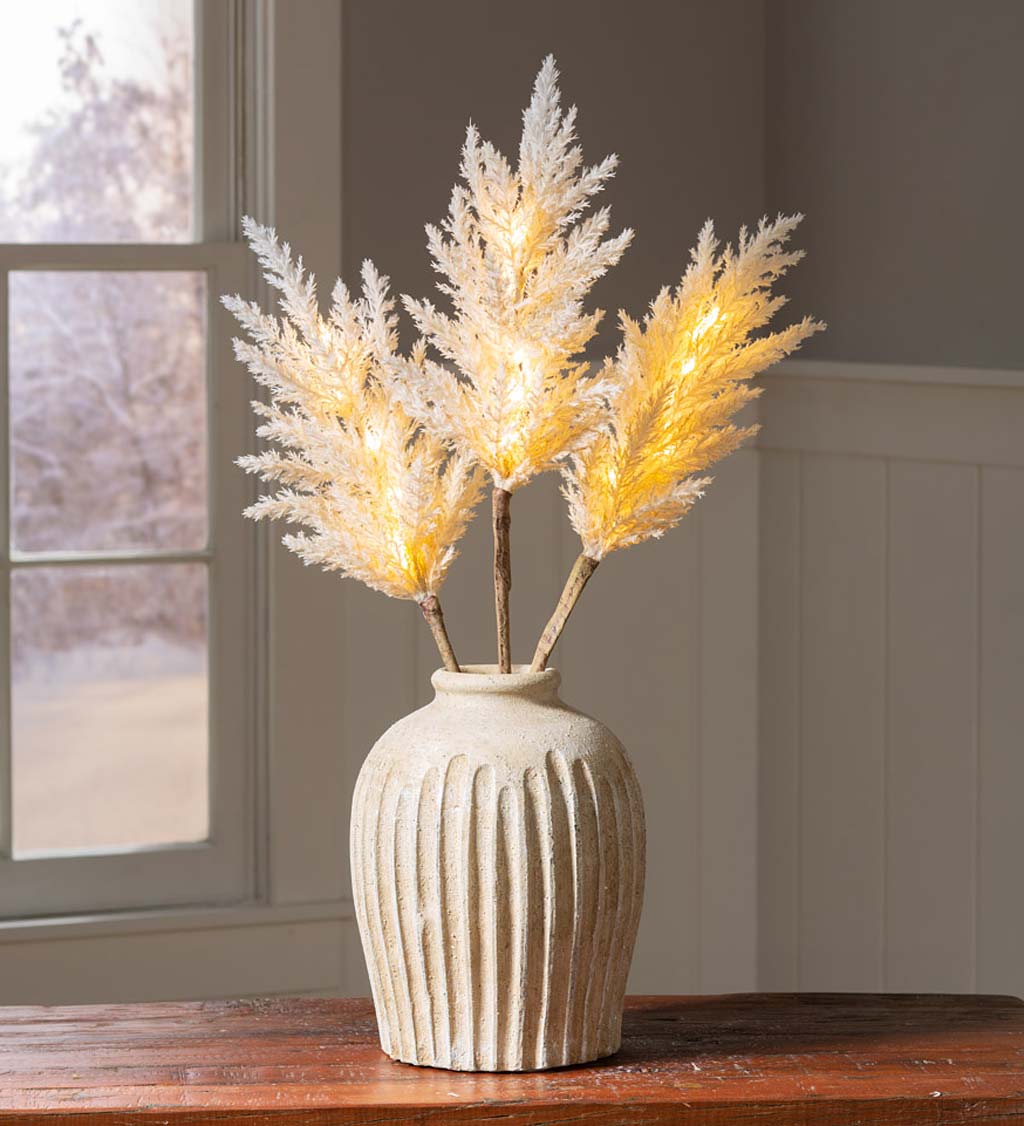 Lighted Faux Pampas Grass, Set of 2