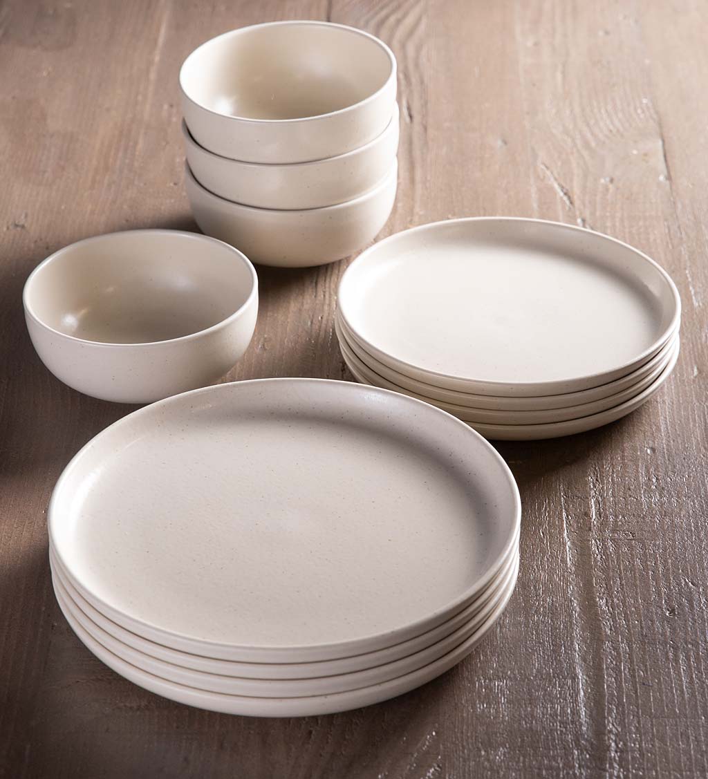 Pacifica Dinnerware Set with Soup/Cereal Bowls, Set of 12