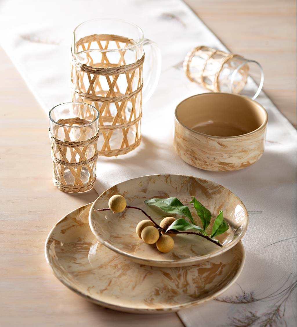 Marbleized Ceramic Bowls, Set of 4