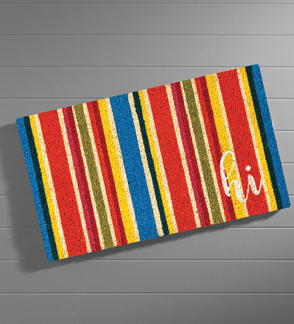 Vibrant Multicolor Stripes Coir Mat
