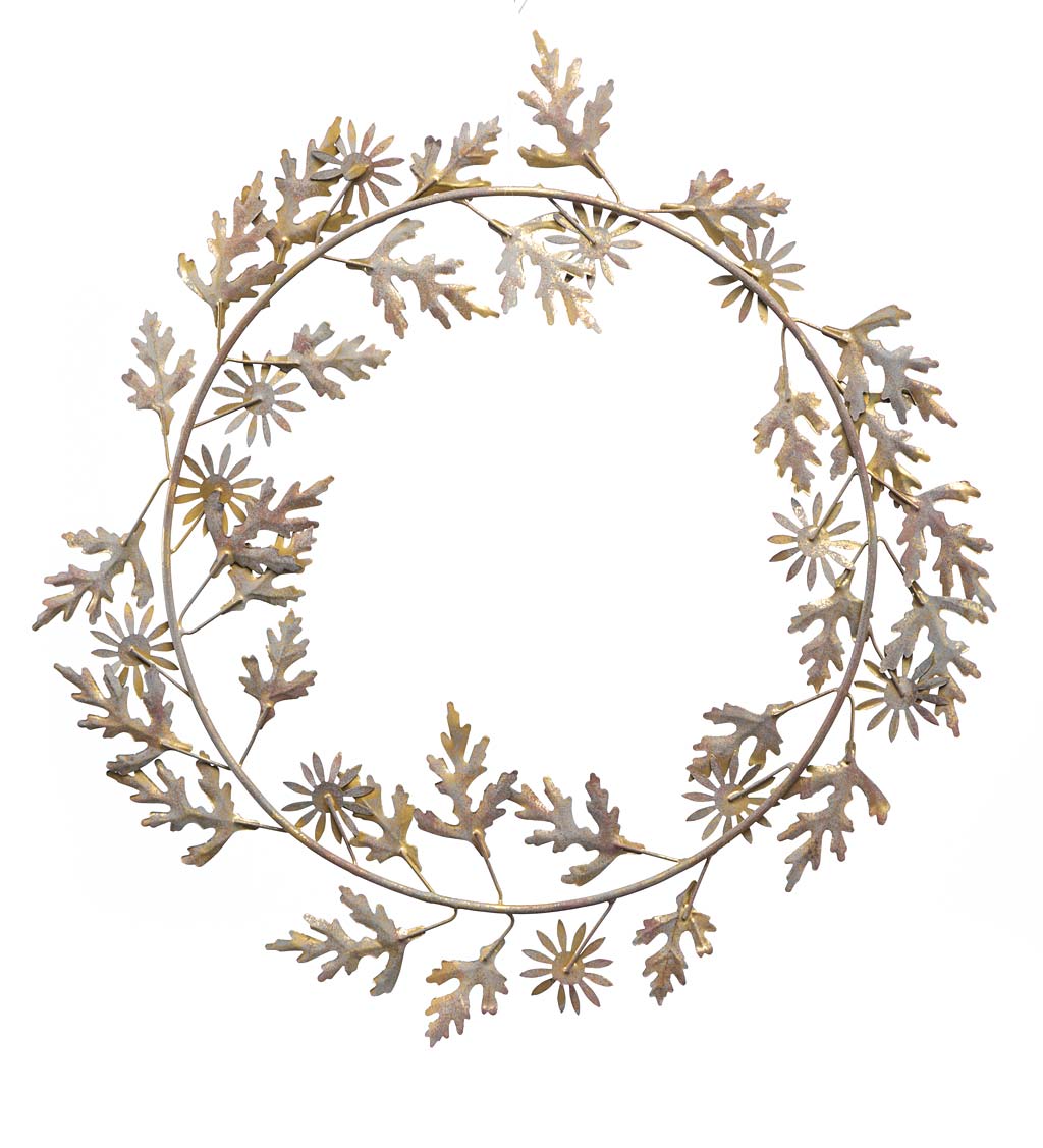 Metal Floral and Foliage Wreath with Antique Bronze Finish
