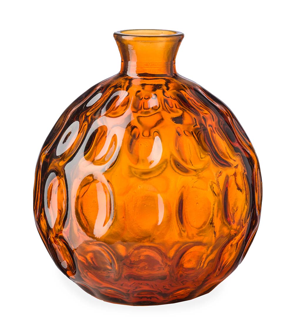Dune Round Recycled Dimpled Glass Vase, 7.5"H swatch image
