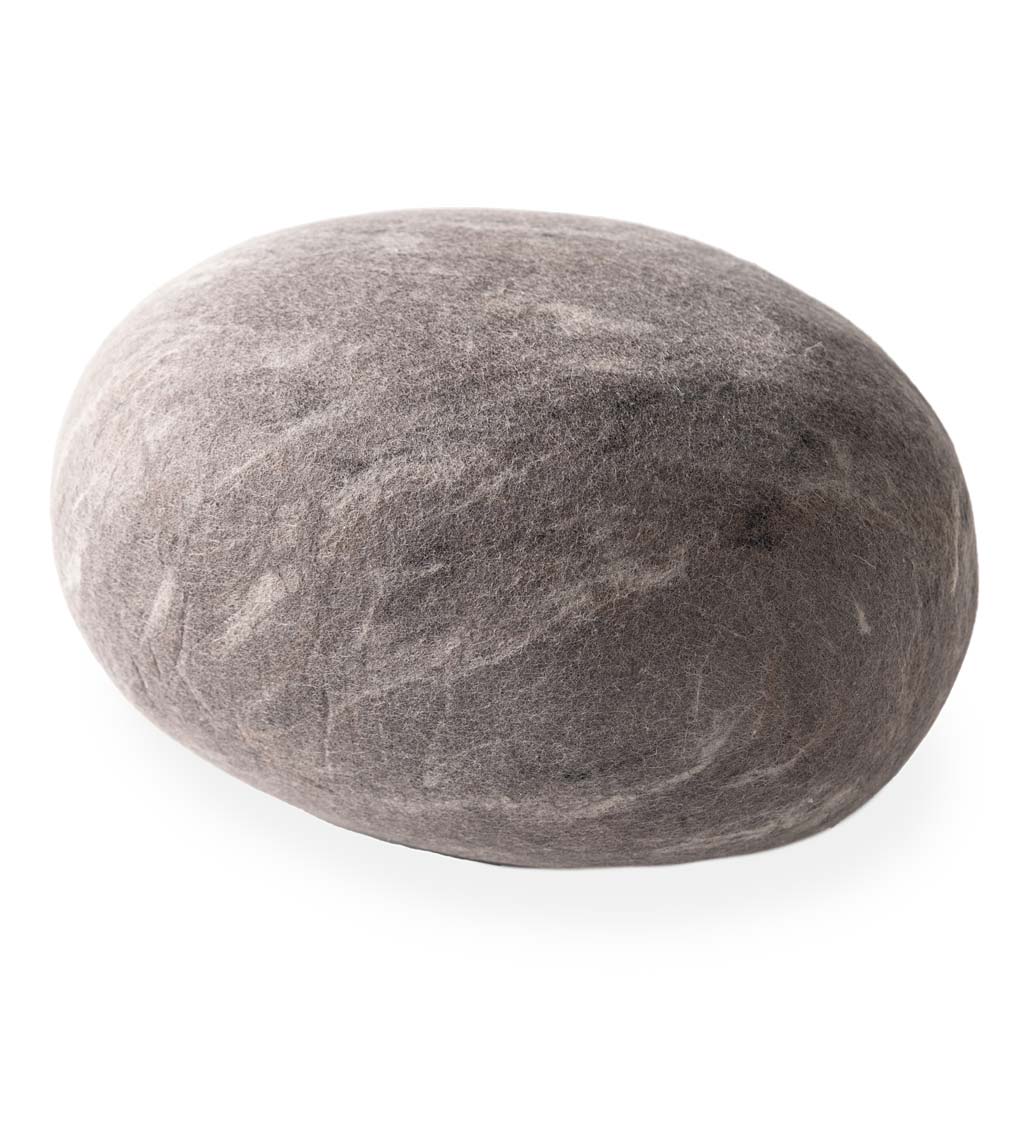 Small Felted Merino Wool Stone Pouf, Dark Gray
