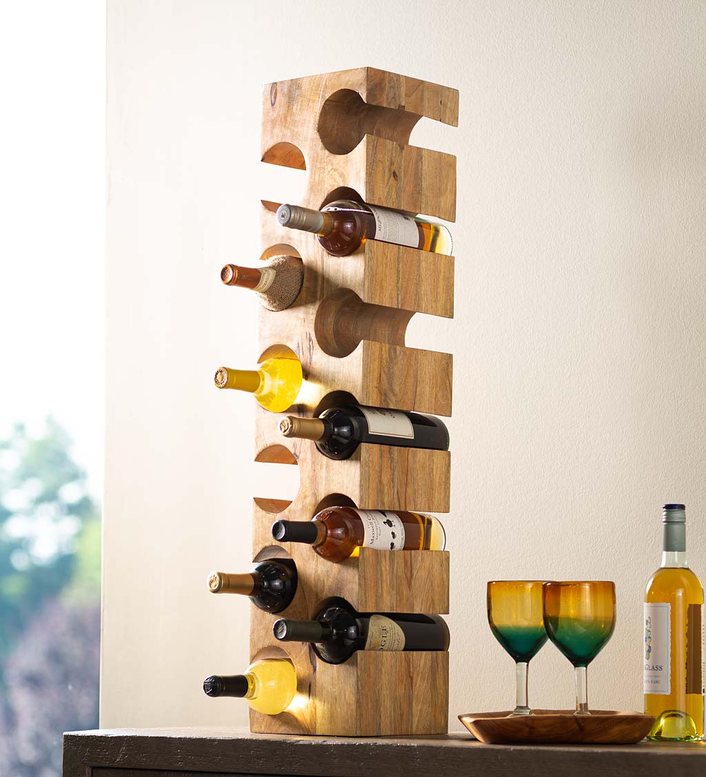 Mango Wood 12-Bottle Wine Rack