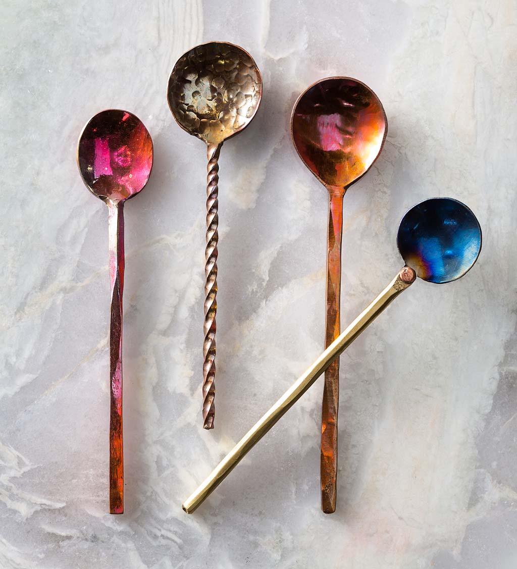 Handcrafted Copper Spoon Collection, Set of 4