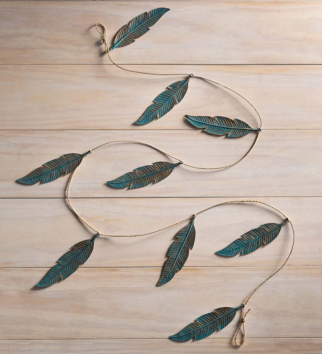 Distressed Metal Feather Garland