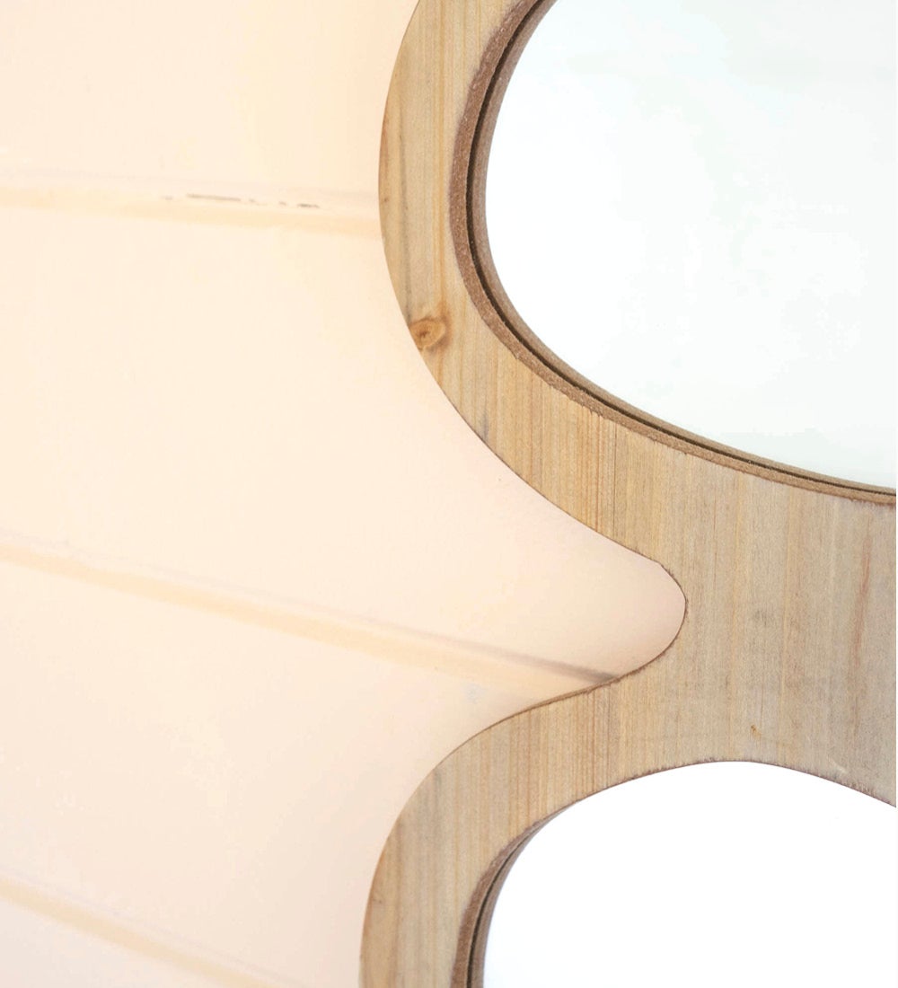 Triple Organic Wood Framed Wall Mirror