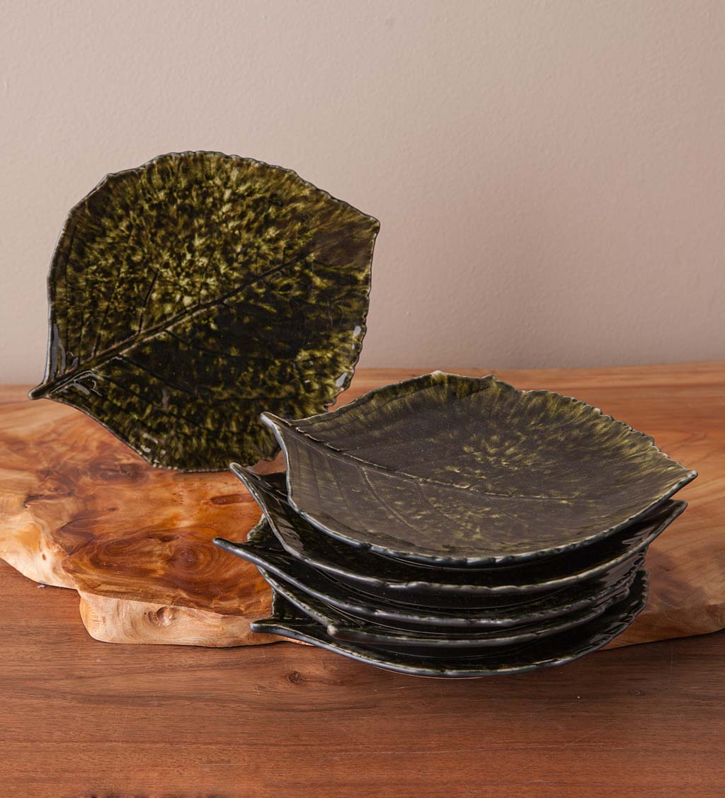 Riviera Hydrangea Leaf Dessert /Appetizer Plates, Set of 6
