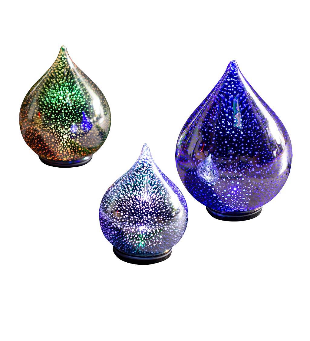 Multi-Colored 3D Glass Teardrop Lamps, Set of 3