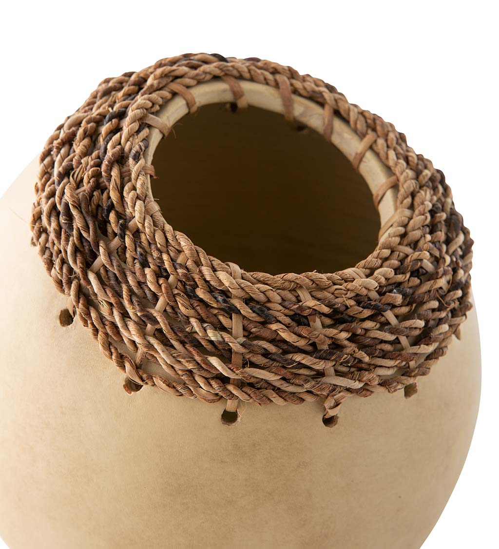Clay and Woven Abaca Vases, Set of 2