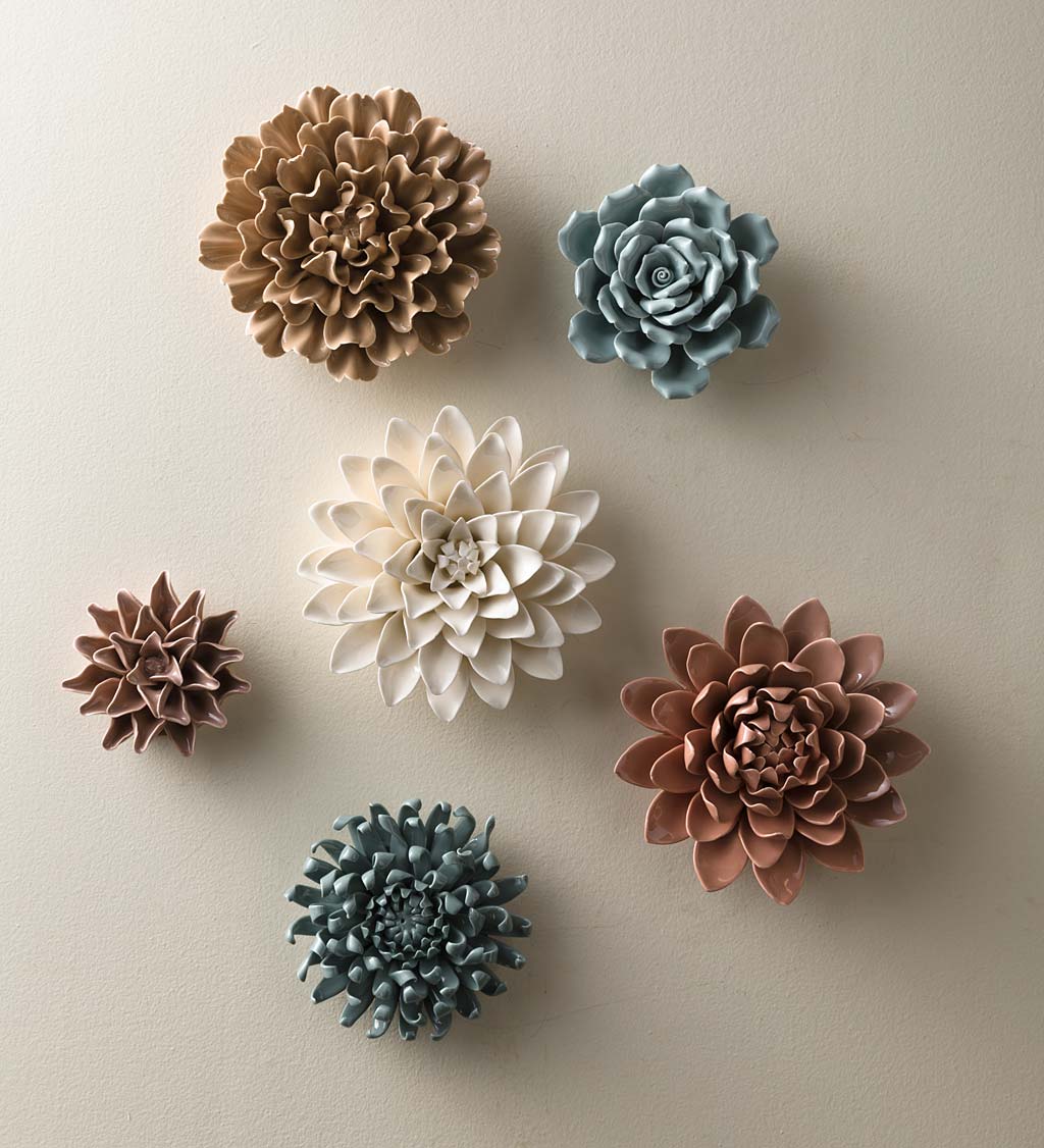 "Neutral" Collection Ceramic Wall Flowers
