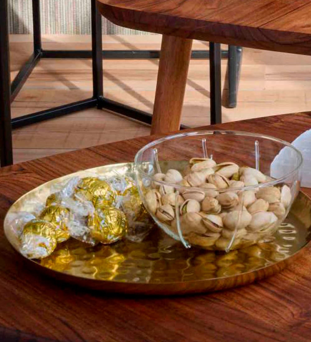 Hammered Brass Metal Nesting Tray Collection