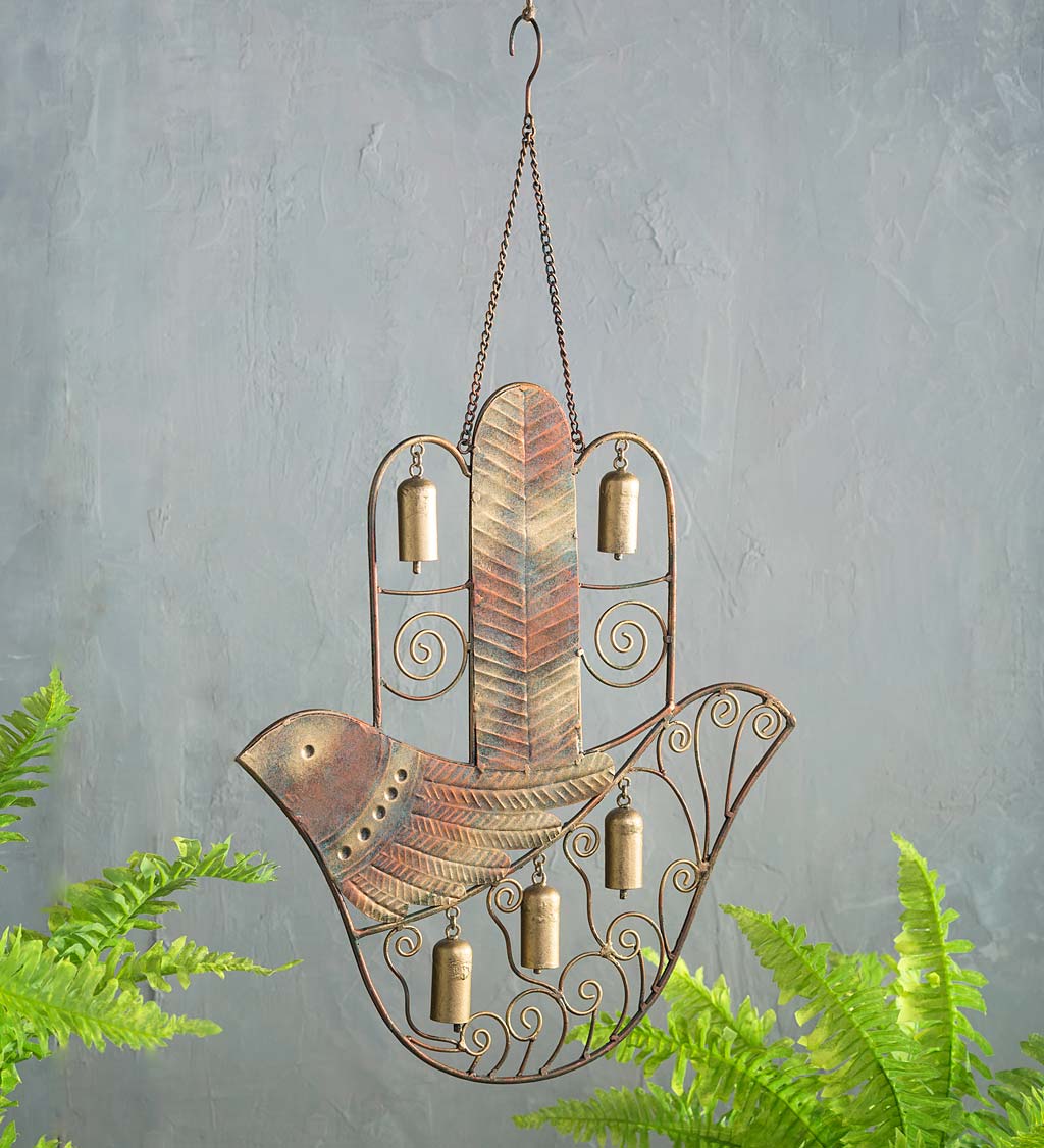 Recycled Metal Dove In Hand Bell Chime