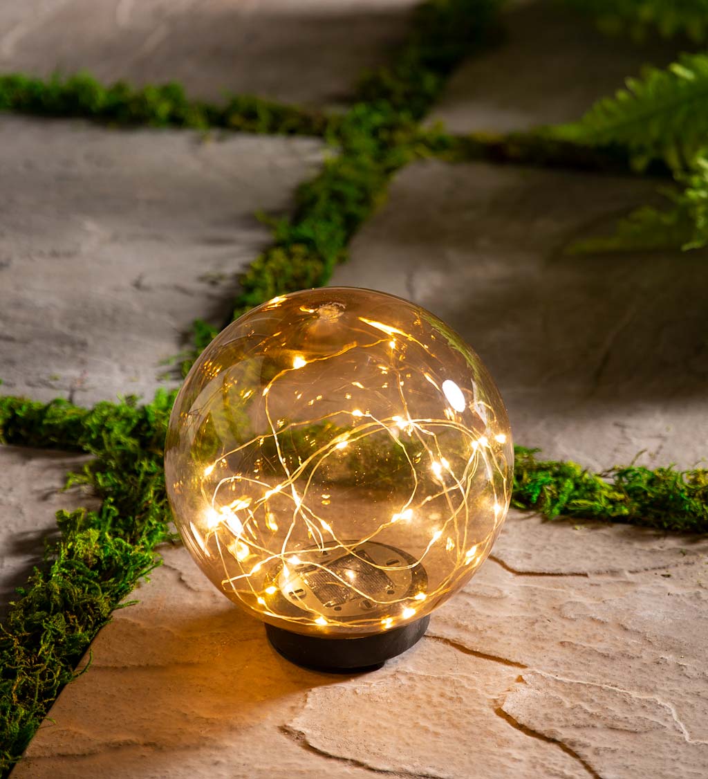 Amber Solar Lighted Globe Stake Collection