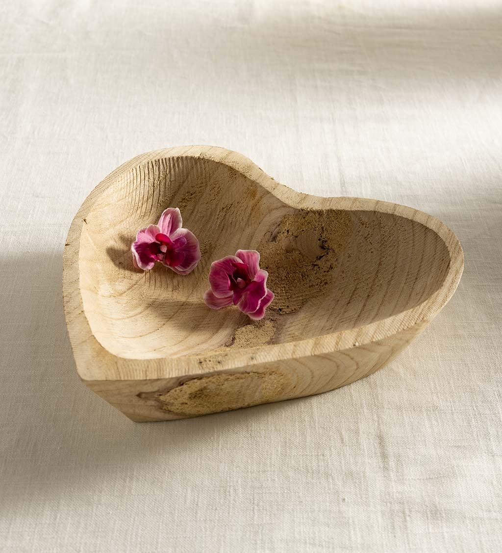 Hand-Carved Wooden Heart Bowl