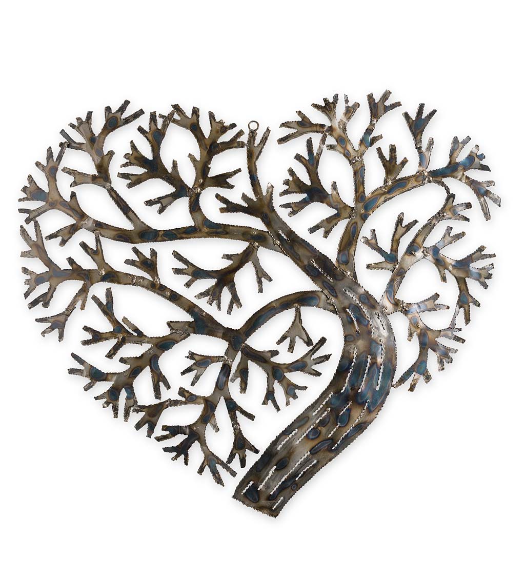 Recycled Metal Heart Shape Tree of Life