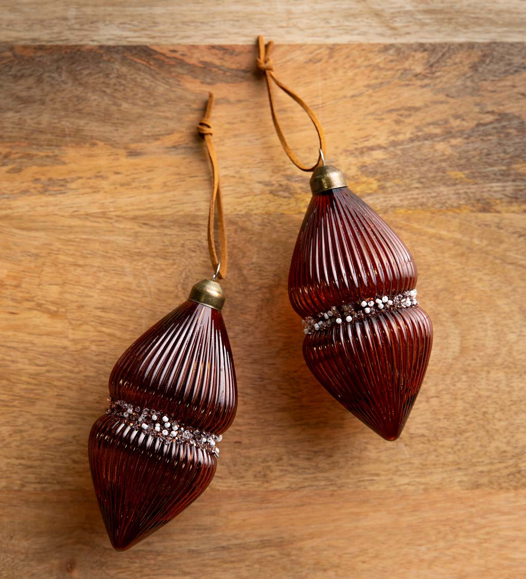 Glass and Bead Ornaments, Set of 2