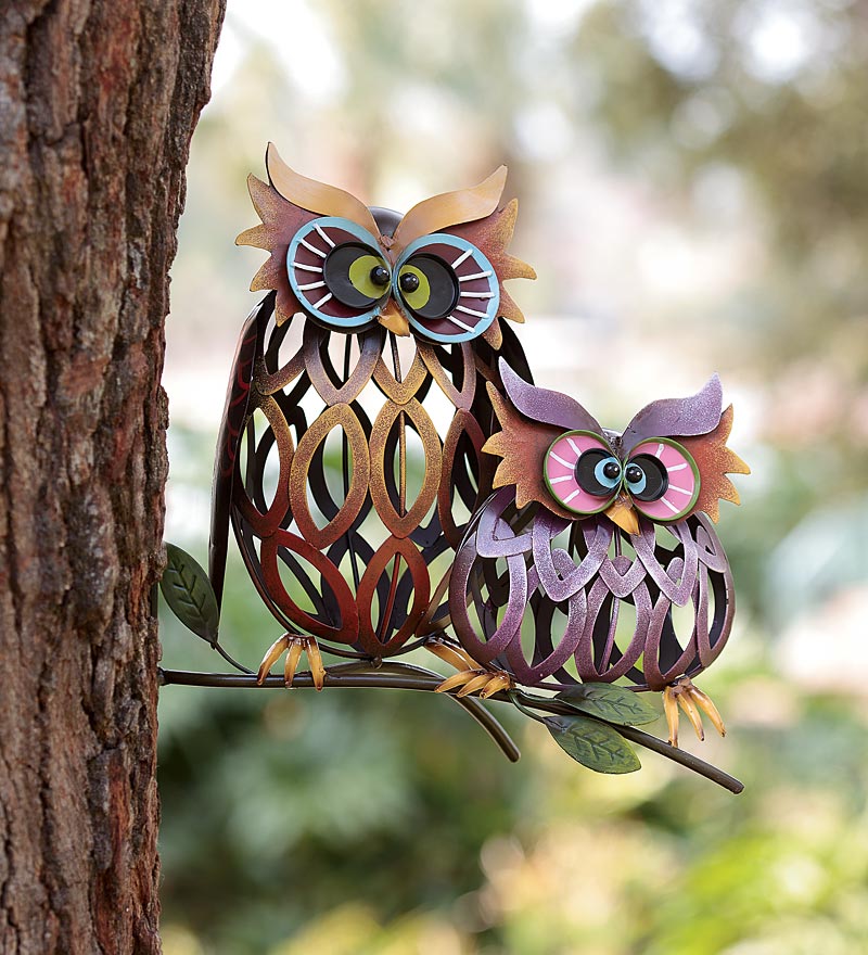 Prismatic Owls Iron Wall Sculpture