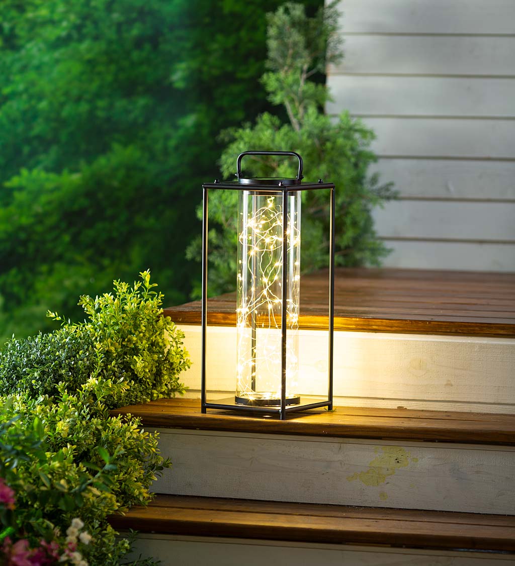 All-Weather Firefly Solar-Lighted Lantern, Medium