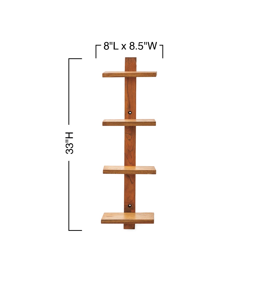 Teak Floating Vertical Wall Shelf Collection