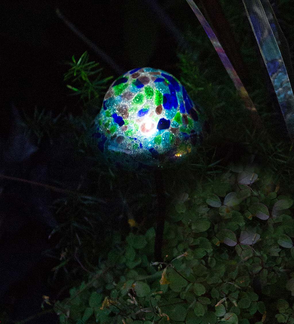 Solar-Powered Blue Mushroom Garden Stake