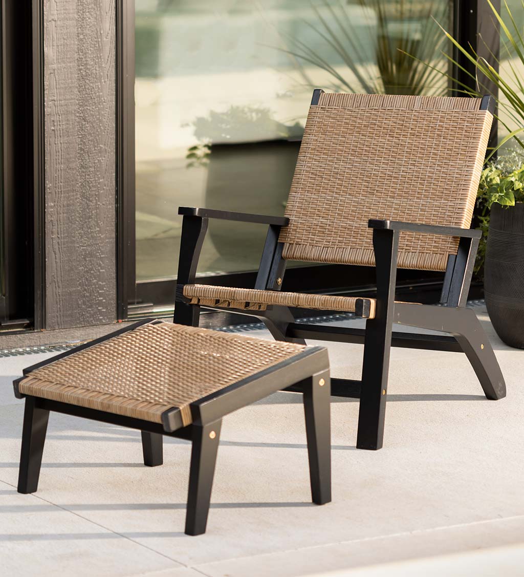 Eucalyptus Outdoor Furniture, Chair & Ottoman, 2-Piece Set
