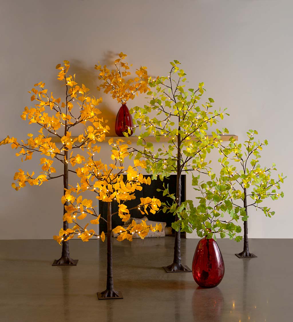 Indoor/ Outdoor Faux-Lighted Ginkgo Tree, 4'H